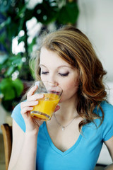 Wall Mural - Woman with cold drink