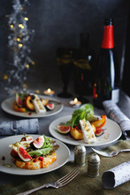 Vegetarian Christmas Meal Appetizers On A Festive Table