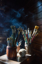 Artist's Corner - Assorted Dirty Painting Brushes 