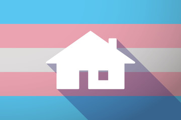 Wall Mural - Long shadow transgender flag with a house