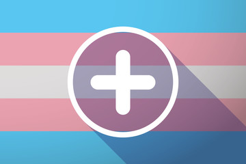 Wall Mural - Long shadow transgender flag with a sum sign