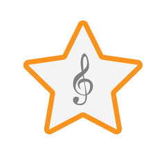 Poster - Isolated star with a g clef