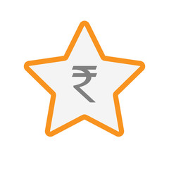 Canvas Print - Isolated star with a rupee sign