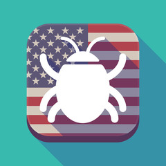 Sticker - Long shadow USA app button with a bug