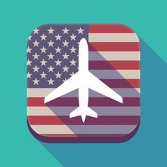 Wall Mural - Long shadow USA app button with a plane