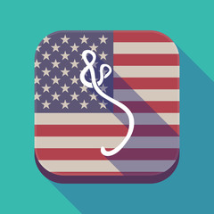 Poster - Long shadow USA app button with  an ebola sign