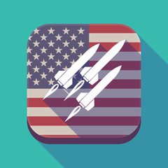 Sticker - Long shadow USA app button with missiles