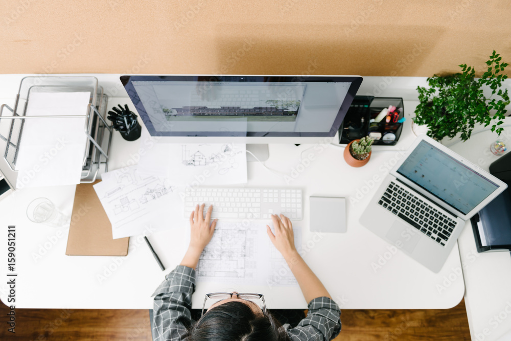 Person Working On Computer Graphics Graphic designer working at computer Stock Photo | Adobe Stock