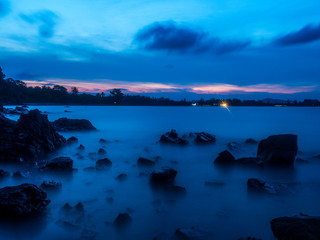 twilight at the rock beach