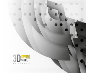 Swirl and wave 3d effect objects, abstract template vector design