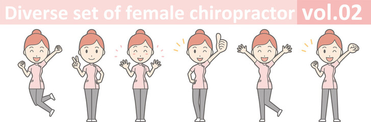 Wall Mural - Diverse set of female chiropractor, EPS10 vol.02