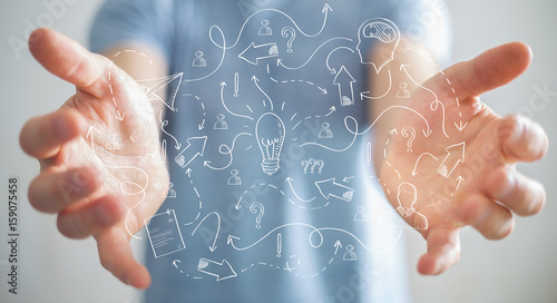 Photographie  Businessman holding manuscript project presentation with his hand