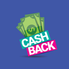 Wall Mural - vector cash back icon isolated on blue background.