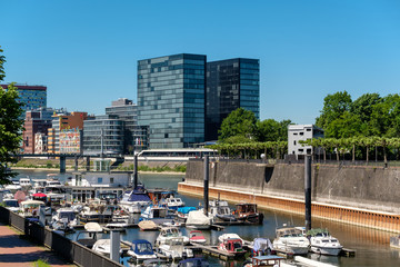 Wall Mural - Dusseldorf city cityscape with urban marina