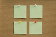 © Touchr - Cork board with blank paper notes for add text message.