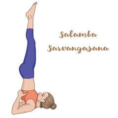 Wall Mural - Women silhouette. Supported shoulderstand yoga pose. Salamba Sarvangasana