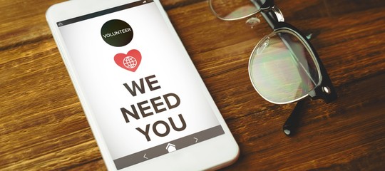 Wall Mural - composite image of vector image of we need you text with icons