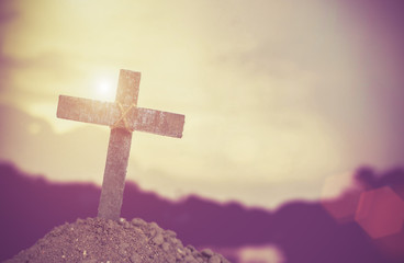 Ash wednesday cross, crucifix made of ash, dust as christian religion, Jesus, god, faith, holy, holiday,