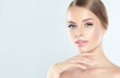 Leinwandbild Motiv Beautiful Young Woman with Clean Fresh Skin . Facial  treatment   . Cosmetology , beauty  and spa .
