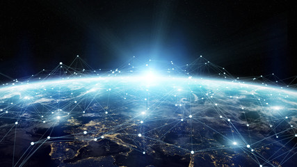 Aufkleber - Data exchange and global network over the world 3D rendering