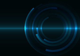 blue circle technology abstract background, round overlap digital template, vector illustration
