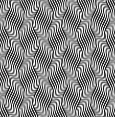 Vector seamless pattern. Modern stylish texture. Monochrome geometric pattern with wavy lines.