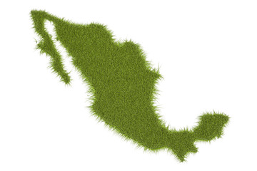 mexican map from green grass, 3d rendering