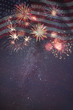 Fireworks and flag of America