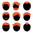 Vector set of men, avatar, black and orange silhouette