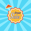 Colored label for Great sale, vector illustration