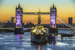Tower Bridge at sunrise in London
