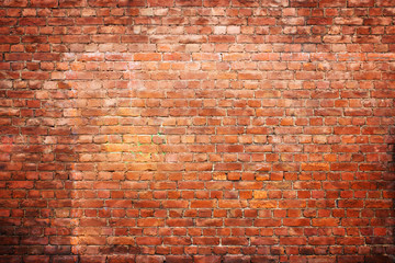 Wall Mural - texture vintage brick wall, background red stone urban surface