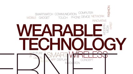 Poster - Wearable technology animated word cloud, text design animation. Kinetic typography.