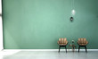 3D rendering interior design of Green wall living room