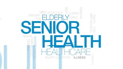 Canvas Print - Senior health animated word cloud, text design animation. Kinetic typography.