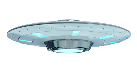 Poster - Vintage UFO isolated on white background 3D rendering