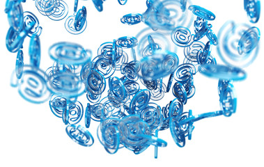Wall Mural - digital arobase blue sphere 3d rendering