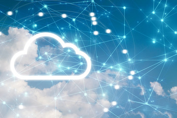 Wall Mural - cloud storage security information, data deep learning hologram ai technology robotic, futuristic cy