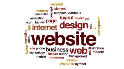 Wall Mural - website animated word cloud, text design animation.