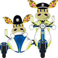 Wall Mural - Cartoon Giraffe Police in Scooter