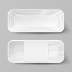 Sticker - Template Blank White Plastic Food Container Set. Vector Mock Up Template Ready For Your Design.