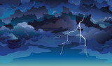 Fototapeta Dinusie - Skyscape with clouds and lightning.