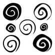 Set of randomly curved spiral shapes