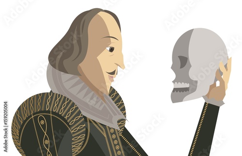 Fotografie, Obraz great english paywright writer holding an skull