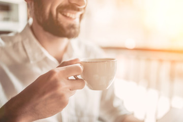 Man working in cafe