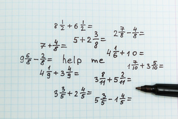 The problem in mathematics is help me. Top view.