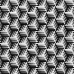 Seamless Monochrome Pattern. Grungy Geometric Shapes Tiling.