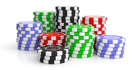 Casino chips on white background. 3d illustration