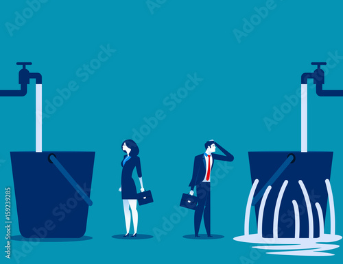 Fotomural Business people and leaking bucket