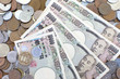 Close - up Japanese yen banknotes and Japanese yen coin